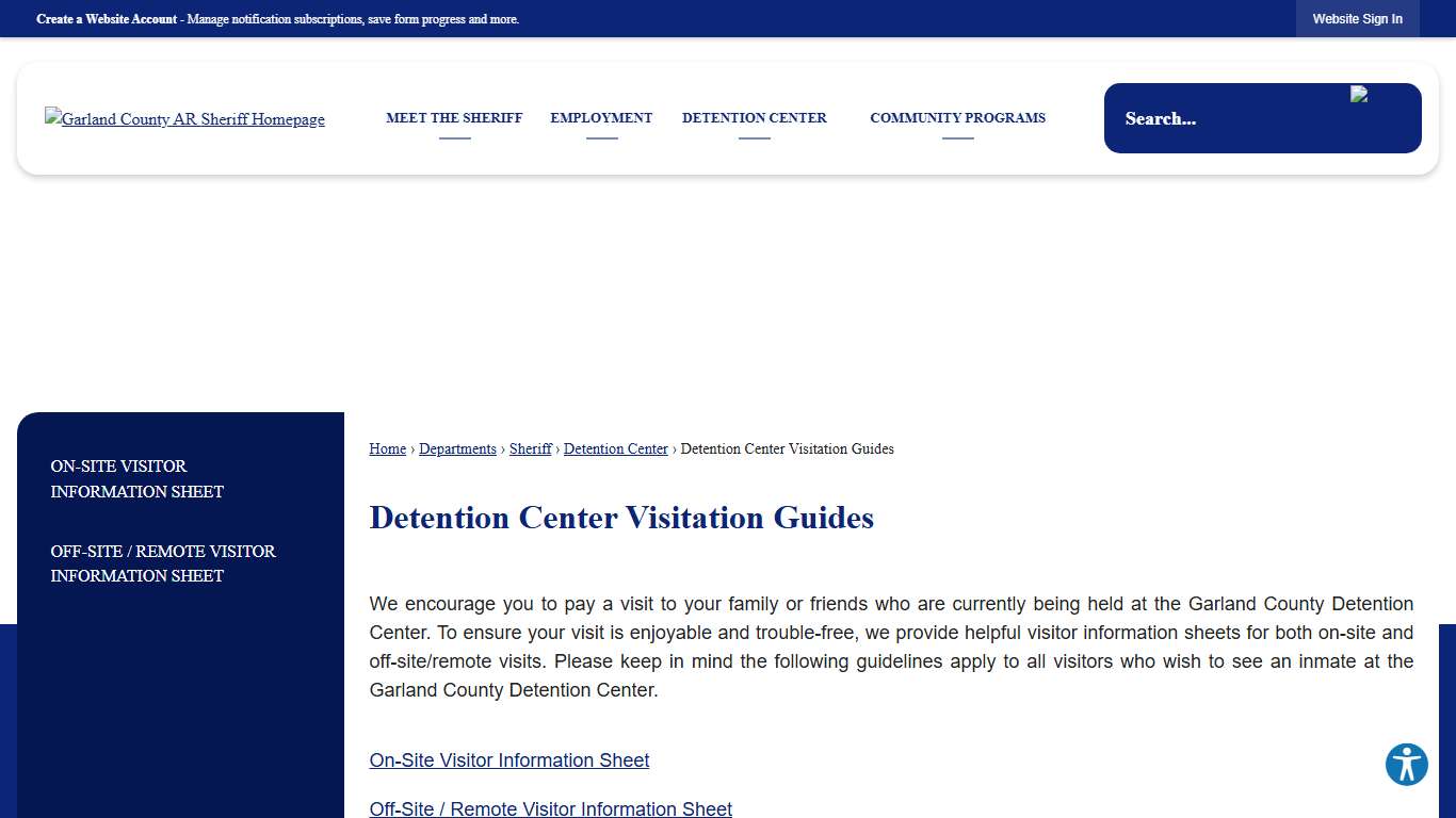 Detention Center Visitation Guides | Garland County, AR